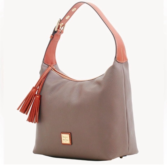 Dooney & Bourke Taupe and Coral Hobo Bag - Picture 16 of 16